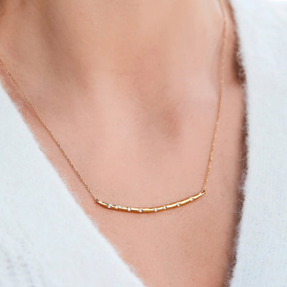 SPT N Arc Necklace - Gold & Crystal 17"