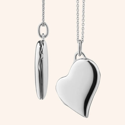 MRK Slim Sterling Silver Heart Locket Necklace