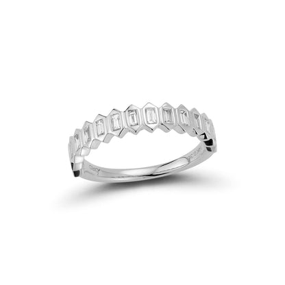 Sadie Pearl Hexagon Baguette Ring - 14kt White Gold - Size 7