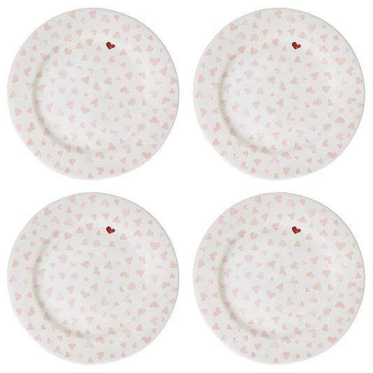 JLK Love You More Salad/Dessert Plate Set/4 - Pink