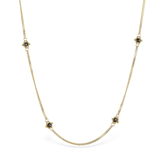 Textile Black Diamond Necklace in 18k Gold
