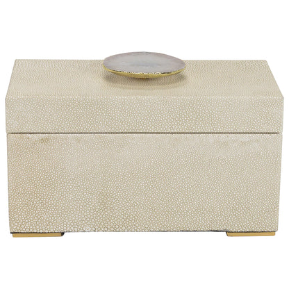 Berkley Beige Faux Shagreen Leather Box - Small 9"