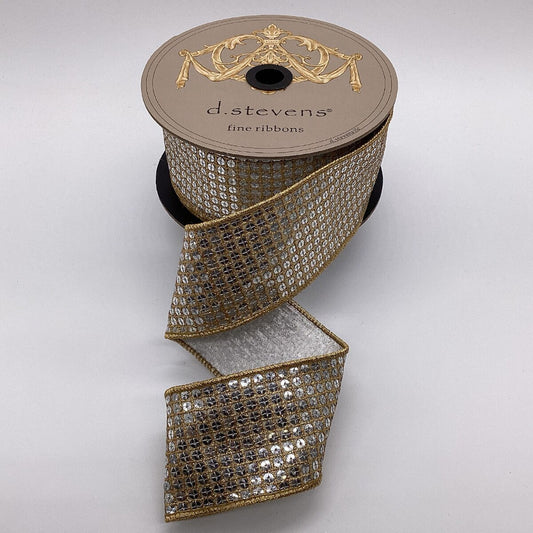 Metallic Silver Flash Sequins - Gold 2.5" x 10yds