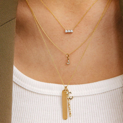 Pave Diamond & 14kt Yellow Gold Initial Charm