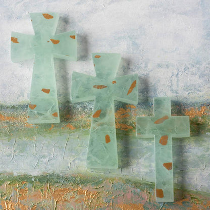 Elements - Green & Gold - Large Cross 7.25" X 4"