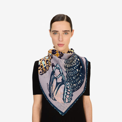 Square Scarf Etole 130 - Papillions - Grey