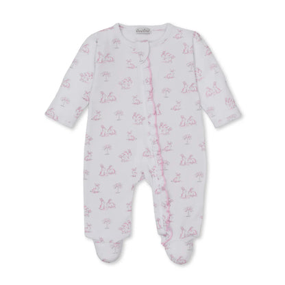 Springtime Bunny Fun - Footie with Zipper- Pink
