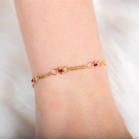 Whisper Chain Ruby Bracelet in 18kt Gold