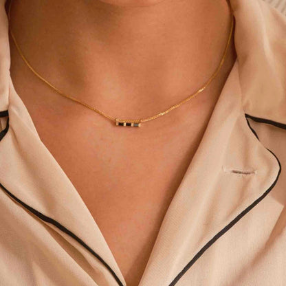 JKD N - 3 Black Diamond Baguette Necklace; 14kt YG