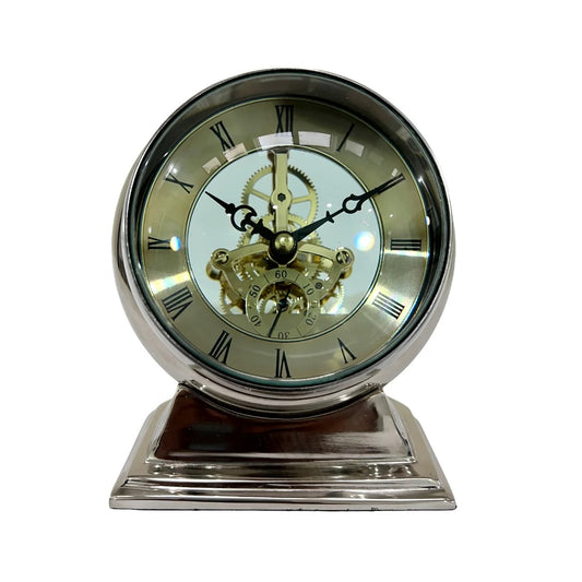 Aluminum Globe Desk Clock on Stand 6"