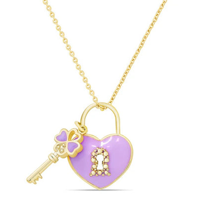 Double Sided Lock & Key Pendant Necklace