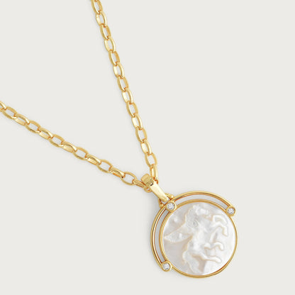 Pegasus - Pearl Coin Pendant Necklace 16"