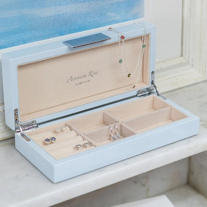 Jewelry Box with Silver Accents - Powder Blue Lacquer