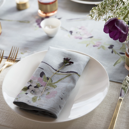 MDL Positano Gray Floral Napkins Set/4