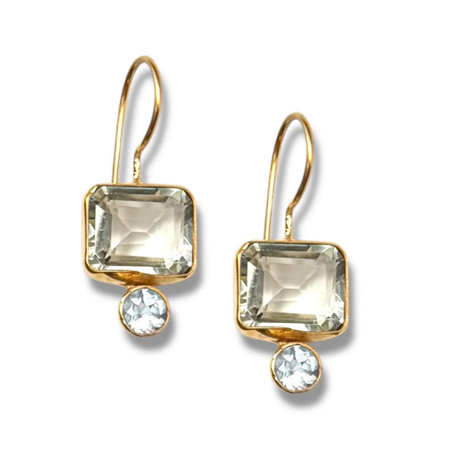 DMD E Middie Earring - Green Amethyst & Blue Topaz