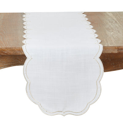 SRO Embroidered Polka Dot Runner W/ Scalloped Border