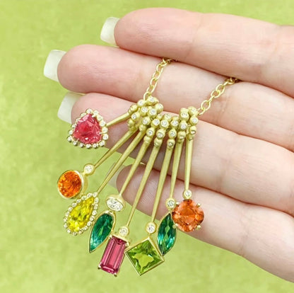 SLJ Pendant - Lolli Emerald Cut Rubellite - RUCW .94, DCW .0875 - 18KYG