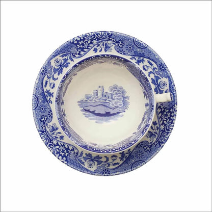 Blue Italian Teacup & Saucer