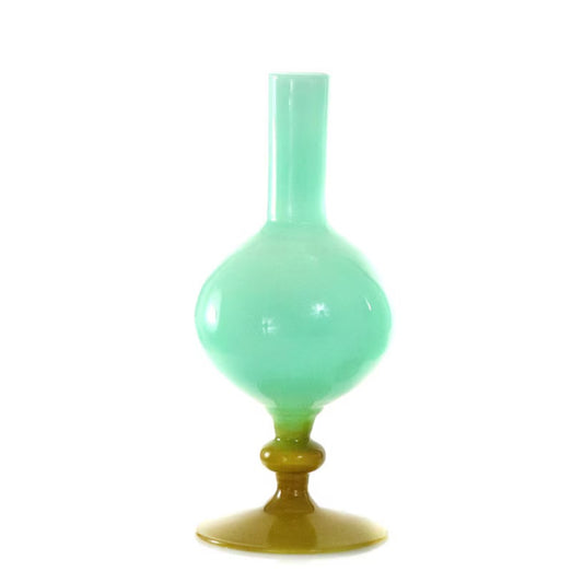 Colored Glass Vase - Aqua & Moss 9" - Shape A