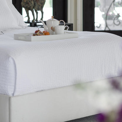 Tessa Quilted Queen Coverlet - White Linen 96 x 98