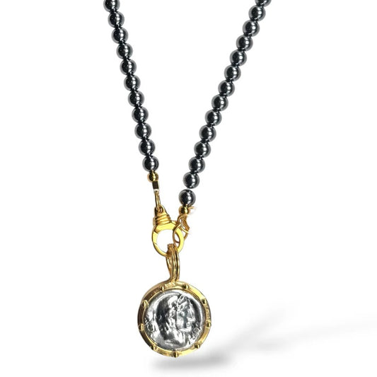 DMD N Mixed Metal Coin Necklace