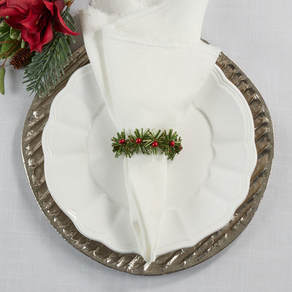 Beaded Holly Flower Napkin Ring