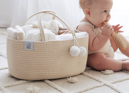 Rope Diaper Caddy - Beige 15"