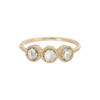 JKD R - Aria Triple Green Sapphire Ring; 14kt YG; 7
