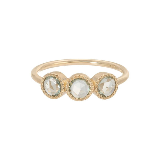JKD R - Aria Triple Green Sapphire Ring; 14kt YG; 7