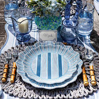 JLK Cabana Stripe - Melamine Dessert/Salad Plate - Ocean