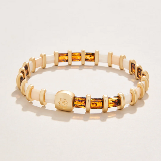 Lila Stretch Bracelet - Tortoise & Cream