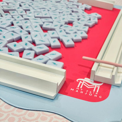 Mahjong Mat - Color Wave - Green Center with Pink Scallop