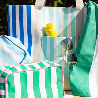 TRS Megan Tote - White, Blue, & Emerald