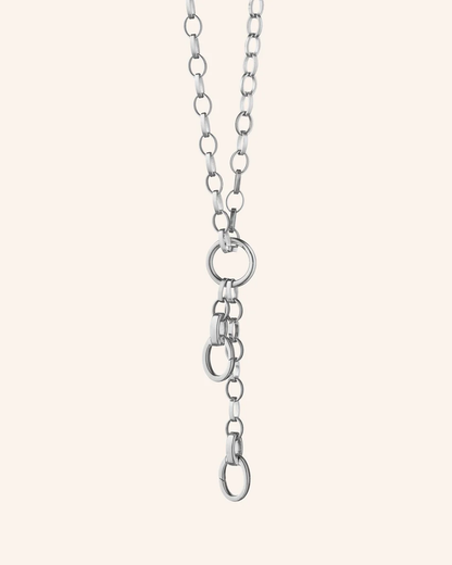 "Design Your Own" Large Sterling Silver Link Chain Necklace, 2 Charm Stations 20"