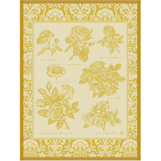 Jardin des Roses Tea Towel - Yellow - 24 x 31