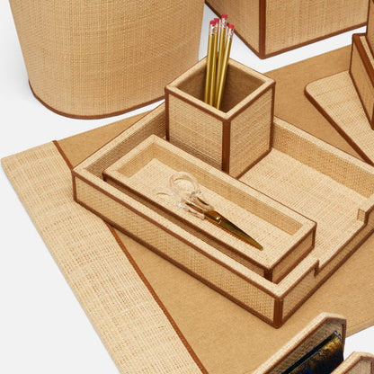 Hanford Natural & Saddle Desk Accessory Set