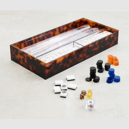 Lucite Tortoise Shell Mahjong Set