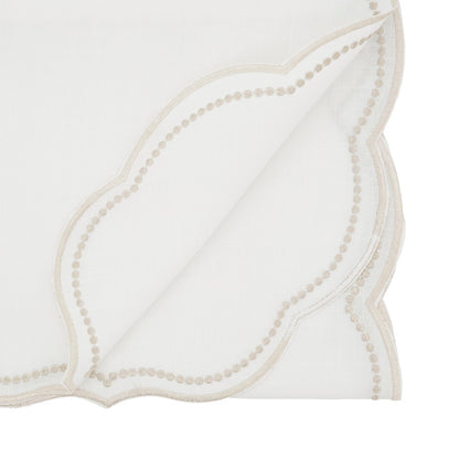 Embroidered Polka Dot Runner with Scalloped Border - Champagne