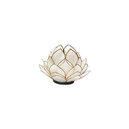 DEK Capiz Shell Double Lotus Candleholder 6" Natural & Gold