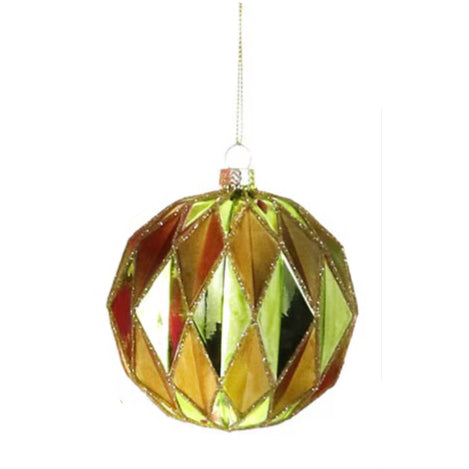 Midcentury Diamond Baubles Ornament - Green/Orange