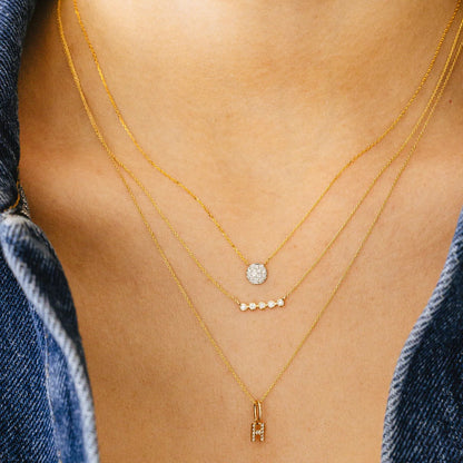 Lauren Joy Mini Disc Necklace, .07tcw, 14KYG, 16"