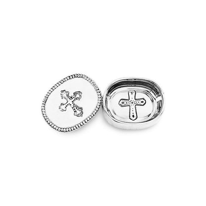 Peek-A-Boo Cross Oval Keepsake Box