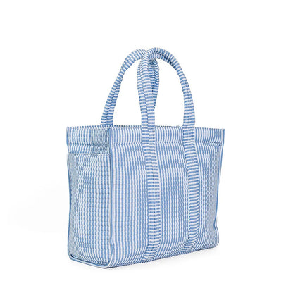 Quilted Go Go Tote - Pimlico Stripe - Chambray