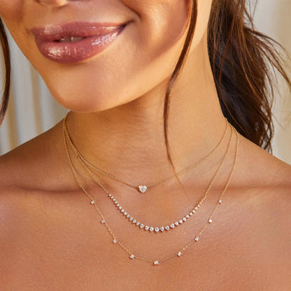 EFC N Full Cut Diamond Heart Choker Necklace 14"-15.5"  - 14KTYG/.26TCW