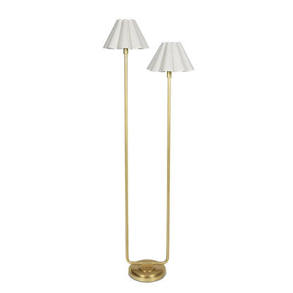 RGA Polly Floor Lamp - Natural Brass with White Scalloped Shade - 57"