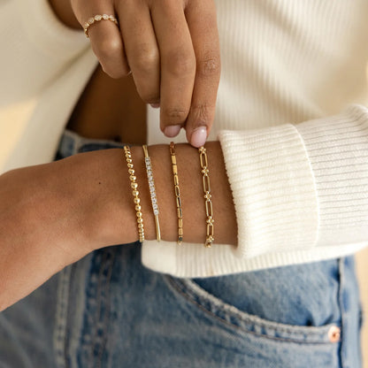 DRD B - Poppy Rae Pebbled Link Bracelet, 14KYG