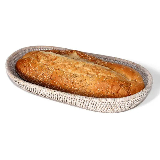 Oval Bread Basket - White Wash 16"