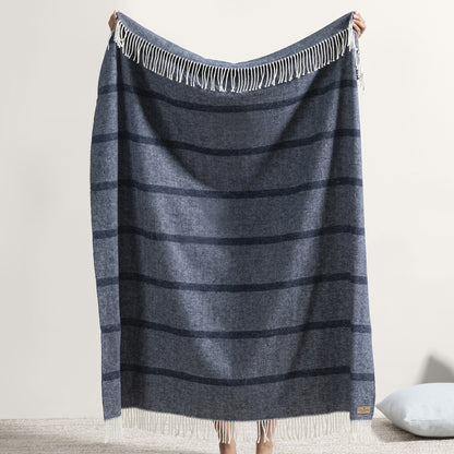 Montauk Stripe Herringbone Throw - Navy