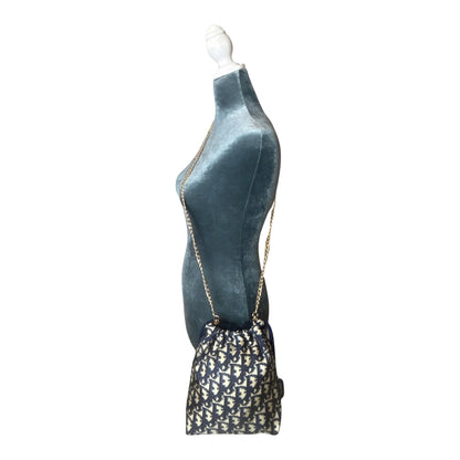 Trotter Blue Vintage Silk Scarf Drawstring Crossbody Bag