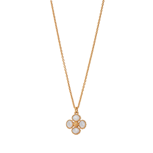 Berry - Clover Double Sided Charm Necklace - 16" - MOP